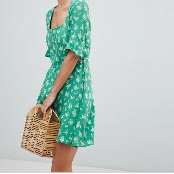 asos green floral dress
